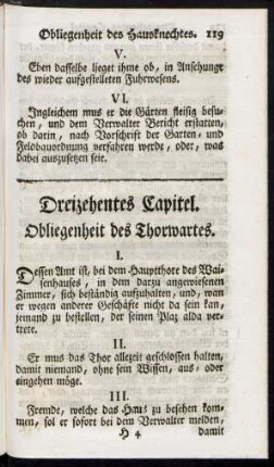Dreizehentes Capitel. Obliegenheit des Thorwartes
