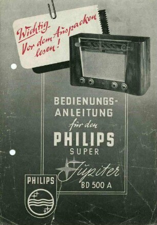 Bedienungsanleitung für den Philips super Jupiter