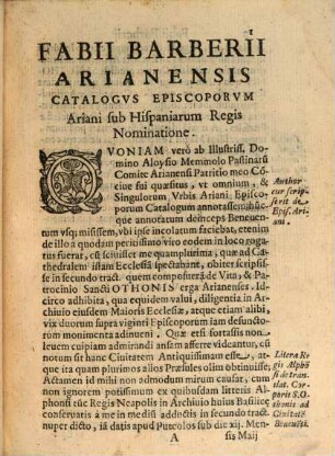 Catalogus Episcoporum Ariani sub Hispaniarum regis nominatione : quorum extat memoria usque ad praesens nostrum aevum anno 1635