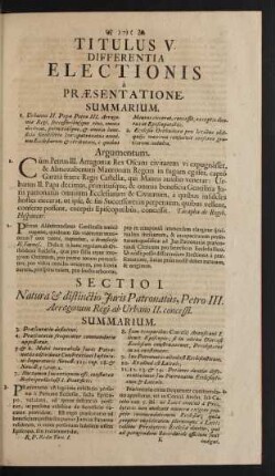 Titulus V. Differentia Electionis à Praesentatione