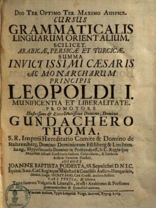 Cursus Grammaticalis Linguarum Orientalium : Scilicet Arabicae, Persicae Et Turcicae. 3.