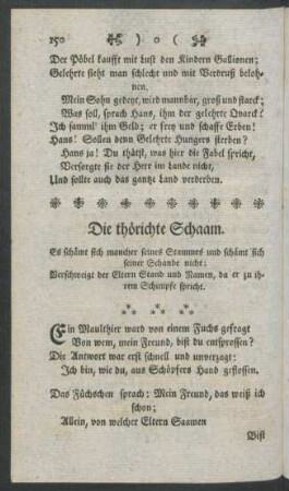 Die thörichte Schaam