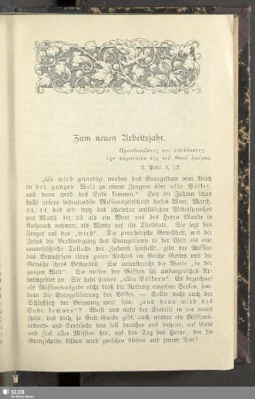 Zum neuen Arbeitsjahr