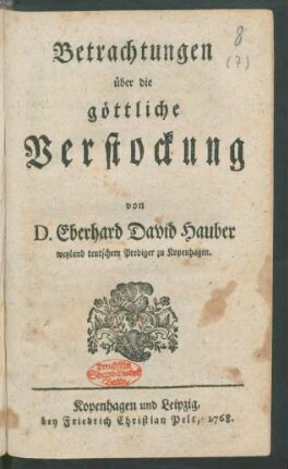 Betrachtungen über die göttliche Verstockung