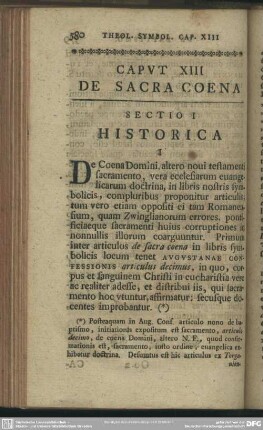 Caput XIII De Sacra Coena