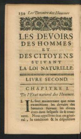 Chapitre I. De l'Etat naturel des Hommes.