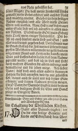 Unterschiedliche Bitte und Gebete um allerhand Gaben und Wolthaten Gottes.