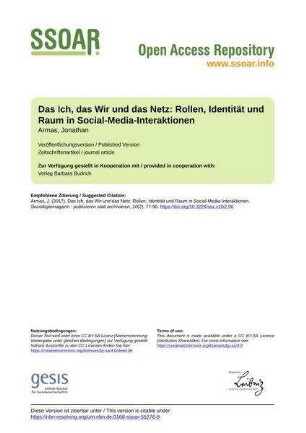 Das Ich, das Wir und das Netz: Rollen, Identität und Raum in Social-Media-Interaktionen