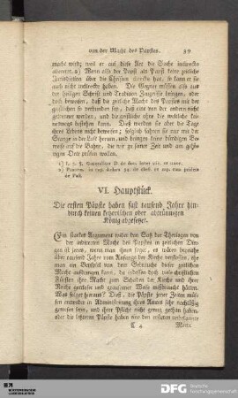 VI. Hauptstück. Die ersten Päpste haben fast tausend Jahre hindurch keinen ketzerischen oder abtrünnigen König abgesetzet.