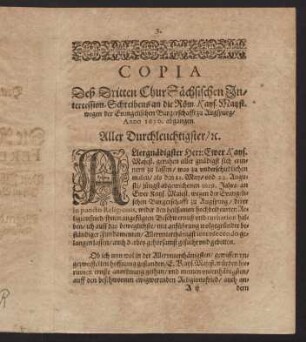 3-19, Copia Dritten beweglichen Intercession-Schreibens...
