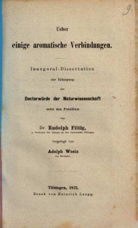 Ueber einige aromatische Verbindungen : Inaugural-Dissertation