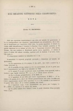 Sull' equazione vettoriale della circonferenza.