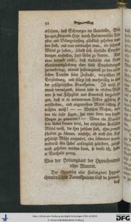 Von der Heilungsart der Hypochondrie ohne Materie.