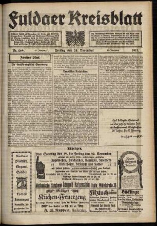 Zweite Ausgabe vom Freitag, den 24. November 1911.