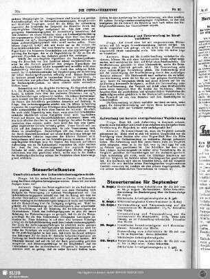 Steuertermine für September