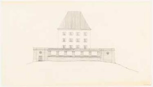 Schloss Fuschl bei Salzburg Umbau: Ansicht Brüstungsmauer mit Kolonnaden