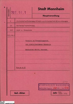 Vorsitz im Verwaltungsrat der Städt. Sparkasse