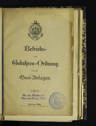Betriebs- und Gebühren-Ordnung für die Quai-Anlagen
