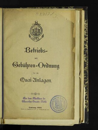 Betriebs- und Gebühren-Ordnung für die Quai-Anlagen