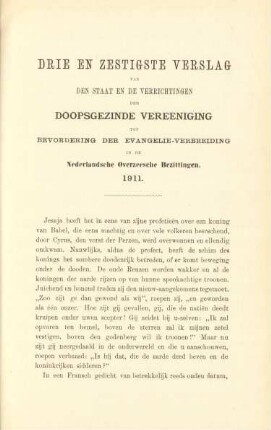 Drie en zestigste verslag van den staat en de verrichtingen der Doopsgezinde Vereeniging tot Bevordering der Evangelieverbreiding in de Nederlandsche Overzeesche Bezittingen 1911