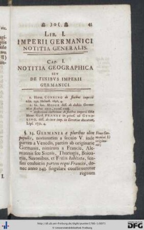 Lib. I. Imperii Germanici Notitia Generalis.