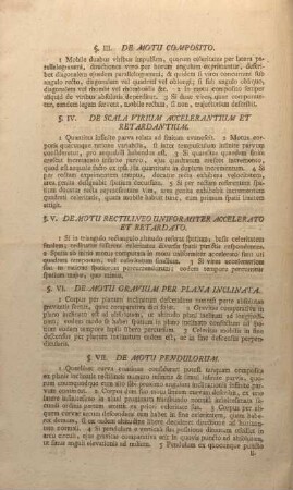 VI. De motu gravium per plana inclinata.