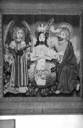 Freiburg: Adelhauser Kirche, Gobelin, Taufe Christi