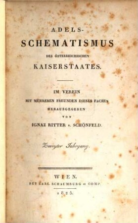 Adelsschematismus des österreichischen Kaiserstaates, 2. (1824)