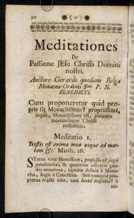 30-54, Meditationes De Passione Jesu Christi Domini ...