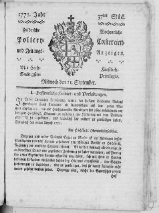 37tes Stück, Ausgabe vom 11. September 1771