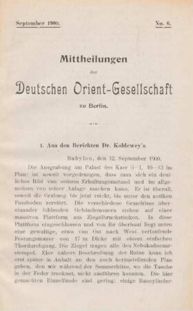 1. Aus den berichten Dr. Koldewey's