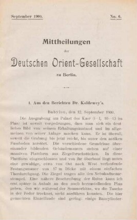 1. Aus den berichten Dr. Koldewey's