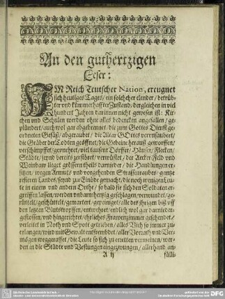 An den guthertzigen Leser