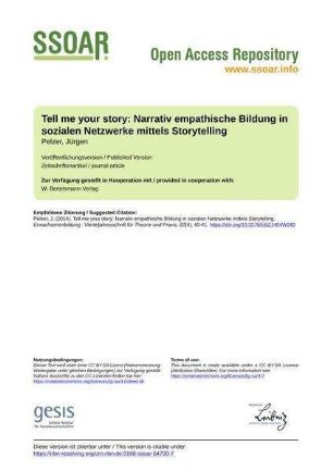 Tell me your story: Narrativ empathische Bildung in sozialen Netzwerke mittels Storytelling