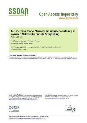 Tell me your story: Narrativ empathische Bildung in sozialen Netzwerke mittels Storytelling
