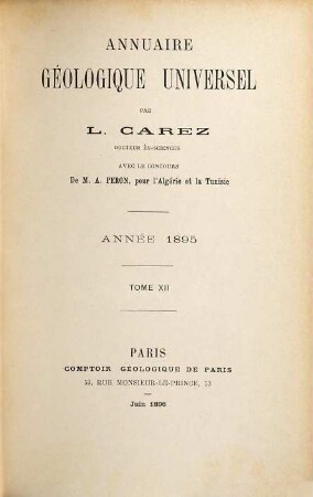 Annuaire géologique universel. 12. 1895 (1896)