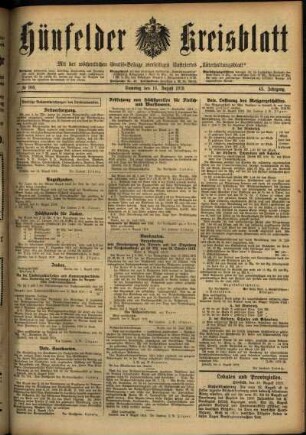 Ausgabe vom Samstag, den 16. August 1919.