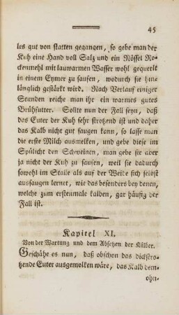 Kapitel XI. Von der Wartung und dem Absetzen der Kälber