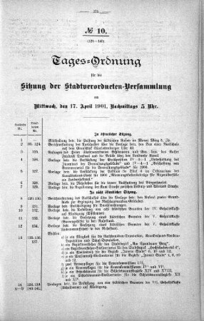 Tages-Ordnung, 17. April 1901