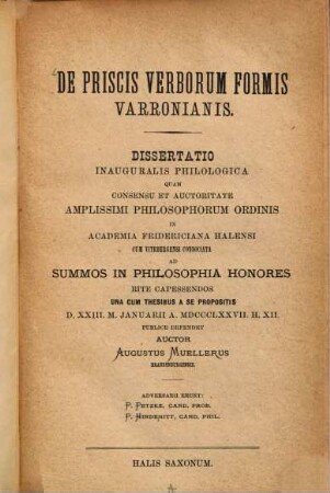 De priscis verborum formis Varronianis