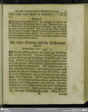 Am ersten Sonntag nach der Erscheinung Christi
