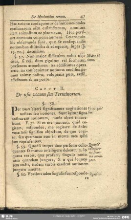 Caput II. De usu vocum seu Terminorum