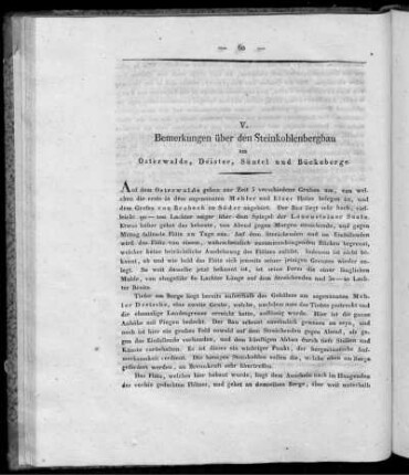 V. Bemerkungen über den Steinkohlenbergbau am Osterwalde, Deisler, Süntel und Bückeberge