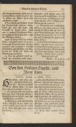 Von den Heiligen Engeln/ und Ihrem Ampt.