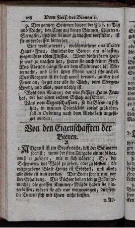 Von den Eigenschafften der Bienen.