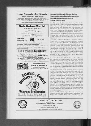Kurzbericht über die Abgeordneten-Versammlung des Zentralausschusses Hamburgischer Bürgervereine am 30. Januar 1978