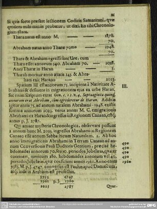 Spatium III. est annorum 75. incipiens à Nativitate Abrahami ...