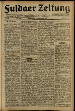 Erste Ausgabe vom Samstag, den 30. November 1912.