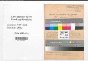 Entnazifizierung Wilhelm Kleb , geb. 28.03.1888 (Postbeamter)