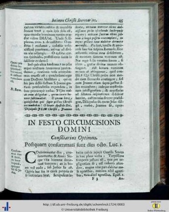 In festo circumcisionis Domini